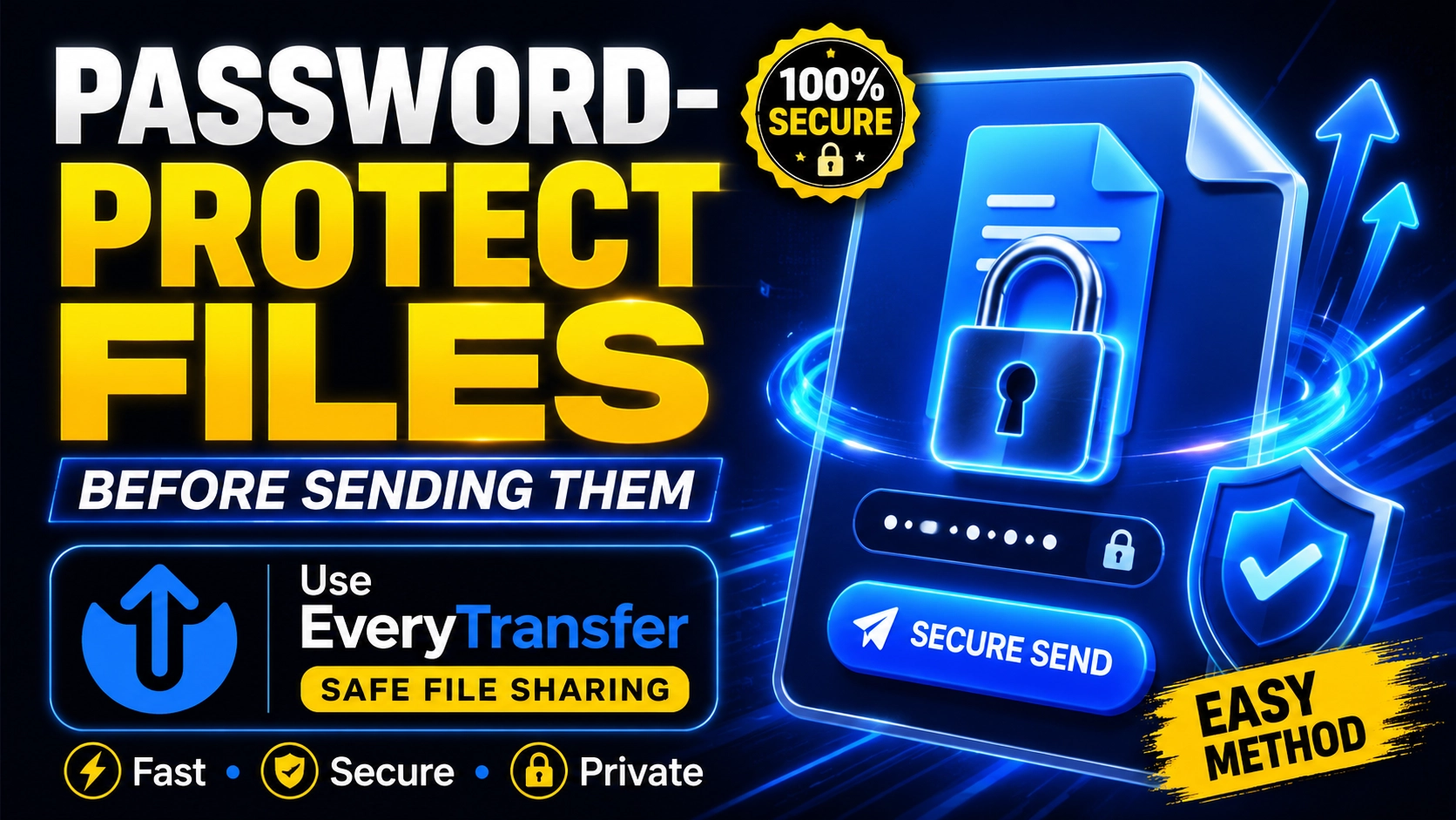 Padlock over a folder of documents representing password-protected file sharing
