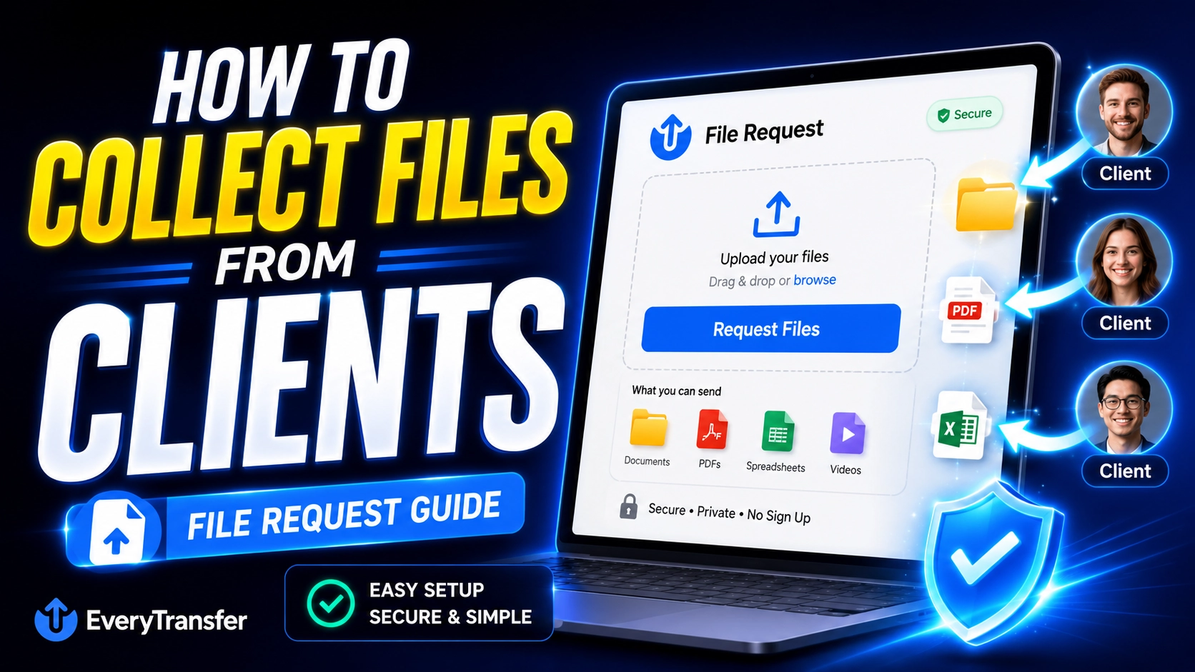 Agency project manager receiving client brand assets through a file request upload page