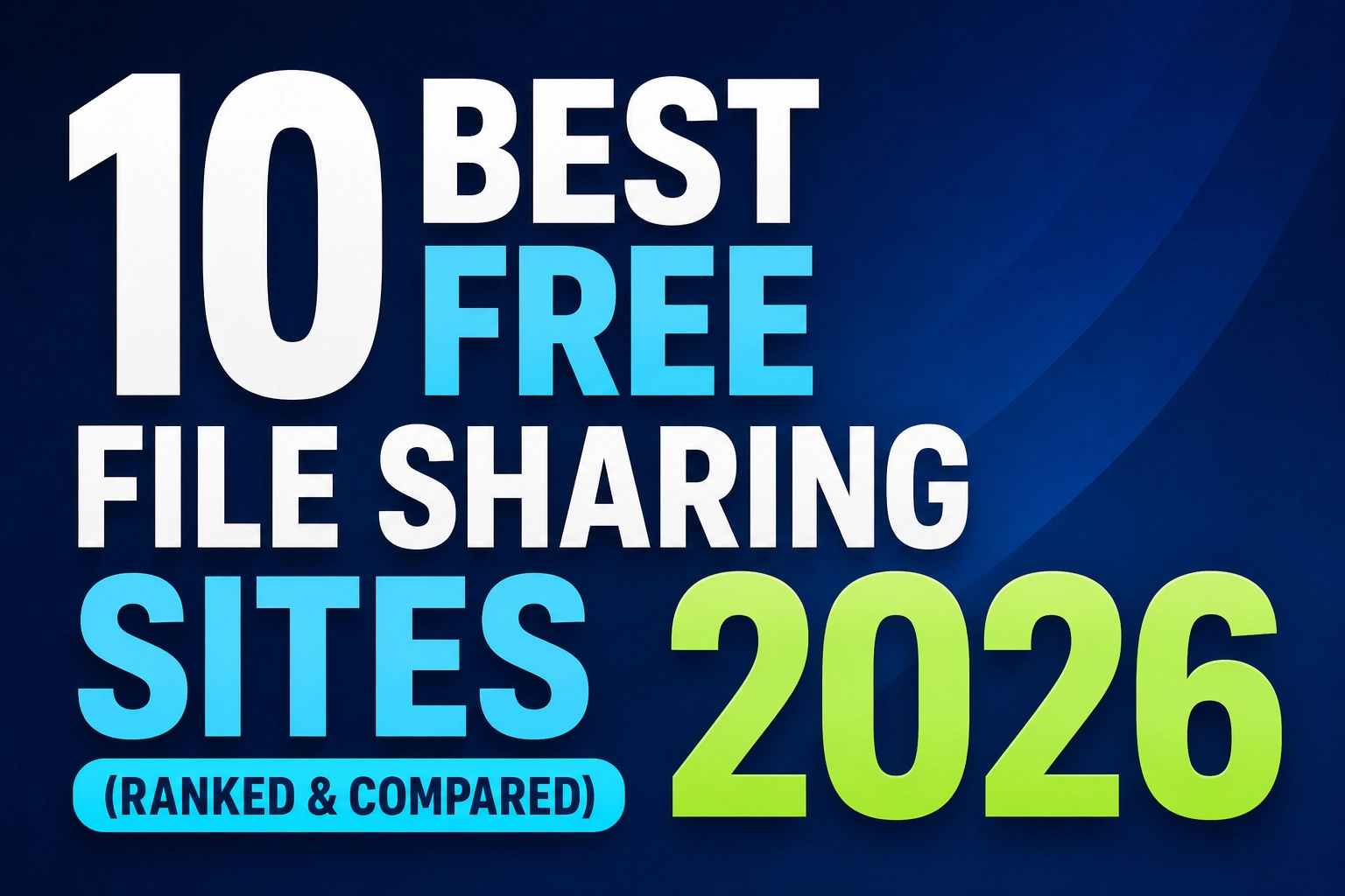 Collage of file sharing service icons arranged in a ranked top-ten list with upload and download arrows